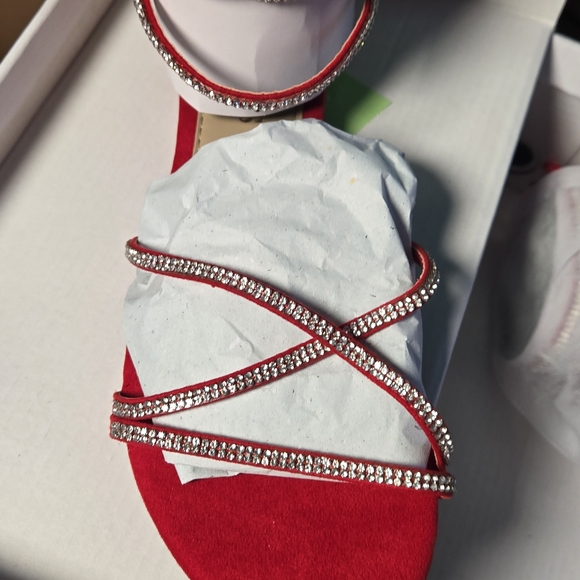 Dream Pairs Red Rhinestone Sandals - Picture 3 of 7